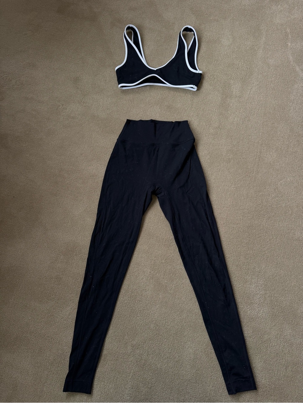 Milk Actv/Milk Stain Black & White Leggings & Sports Bra Set